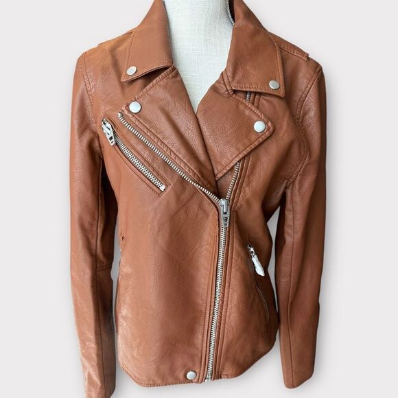 Blank NYC Jackets & Blazers - Womens Blank NYC Brown Faux Leather Jacket Size Large NWT